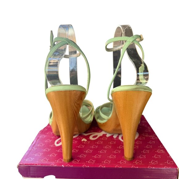 Qupid High Heel Sandals Womens 10 Mint Faux Leather Floral Open Toe - Picture 5 of 12